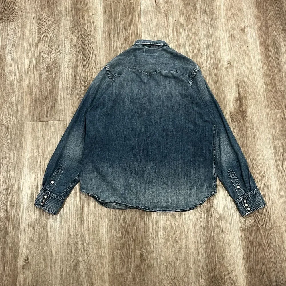 RRL Ralph Lauren Chambray Indigo Men's Workshirt XL Blue Denim Double RL Vent - Picture 3 of 5